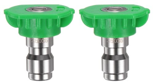 M METERXITY 2 Pcs Embouts de Buse de Pulvérisation pour Nettoyeur Haute Pression, 25 Degré 1/4 Rapide Connecteur Acier Inoxydable Buse à Jet pour Nettoyeur [1mm Orifice]