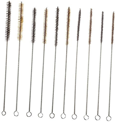 ULTECHNOVO 10pcs Stainless Steel and Copper Wire Brush Set Multi-diameter Round Wire Tube Cleaning Brushes Screw Rod Cleaning Tools for Rust Removal and in Pipes