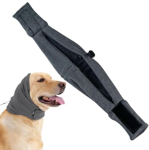 Ohrenschützer für Hunde, Hunde-Ohrenschutz, Hund Ohrenschützer zur Geräuschreduzierung, Hunde Gehörschutz, beruhigende Kapuze, zur Linderung von Angstzuständen bei Hunden, Grau, M