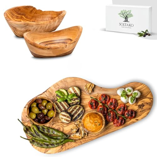 SOLTAKO Olivenholz Geschenksset Les Snacks 2er Set + Catania 35cm