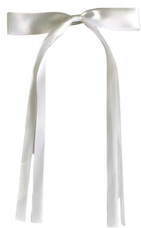 WANYI 2 Stück Haarschleife Haarschleifen Mädchen, Elegante Schleife Haare, Haarklammer Haarspange Schleife mit Langen Schwanz Haarschmuck für Damen Mode Frisuren(Weiß)