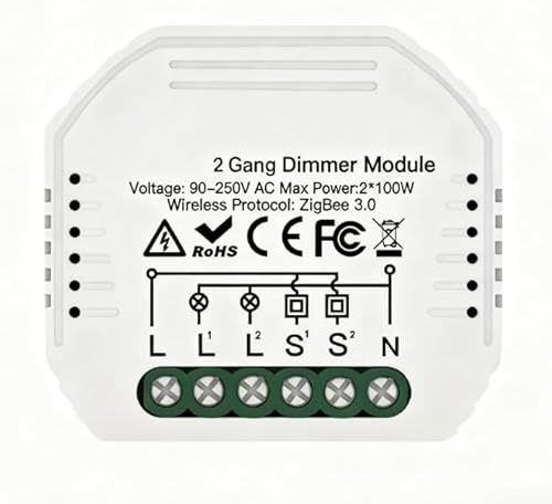 Módulo de interruptor de atenuación inteligente WiFi con control remoto para Alexa y Tuya, compatible con hub y gestión de luz bidireccional