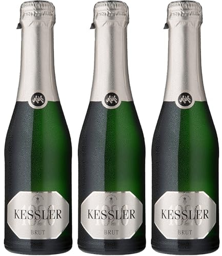 Kessler Sekt Brut Schaumwein Weiss trocken Deutschland inkl. FeinWert E-Book (3 x 0.2 l)
