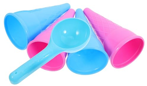 Abaodam Lot de 5 Sets de Jouets de Plage pour Garçon et Filles en Plastique, Pelles à Glace de Cornet, Couleur Aléatoire, Légers et Résistants, pour Sable et Jeux en Couleur Aléatoire