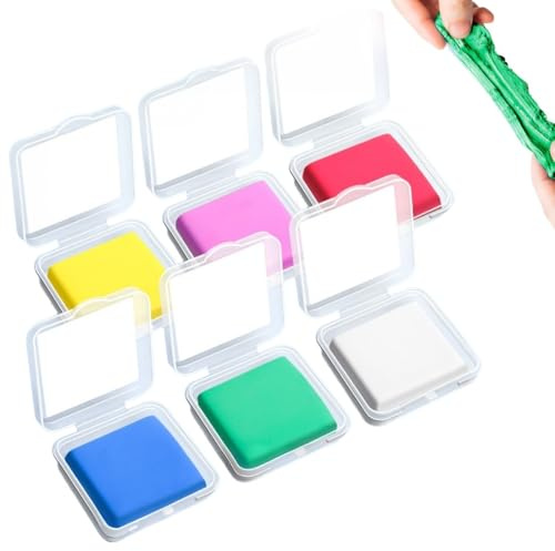 SWYZOR 6 Pcs Gomme Pétrissable, Gomme Mie deC Pain de Couleur avec Étui Plastique Séparé, doux et Durable Gommes Modélables, peut Être Utilisé pour les Croquis et le Dessin, L'Écriture Quotidienne