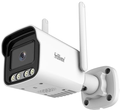 Caméra de Surveillance Vidéo Extérieure, Sricam Caméra de Sécurité WiFi, Imperméable, Vision Nocturne, Détection de Movement, Support MicroSD jusqu'à 128GB, Compatible avec iOS et Android Windows PC