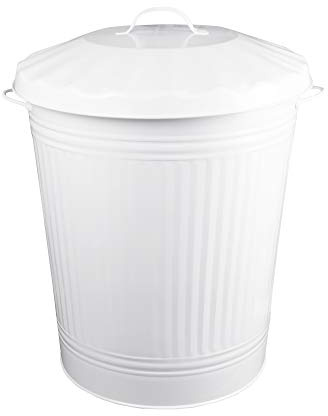 HRB Mülleimer und Wäschebehälter Zink, Vintage Design, sehr stabil (Weiß, 84 Liter)