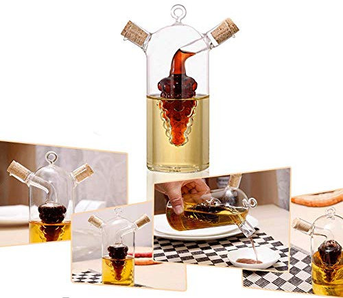 Dispensador De Aceite Y Vinagre 2 En 1, Vaso Oliva Aceite Vinagre Vinagrera Drizzler con Racimo De UVA, 10 Oz De Dispensador De Aceite Y Vinagre, Botella Dispensadora De Utensilios De Cocina