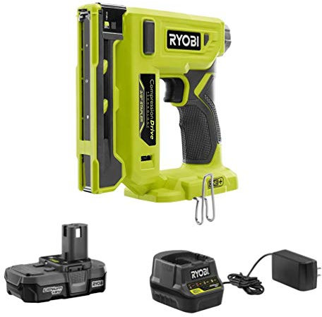Ryobi 18 Volt Akku-Kompressionsantrieb Crown Hefter Combo Kit mit Akku und Ladegerät (keine Einzelhandelsverpackung, Großpackung)