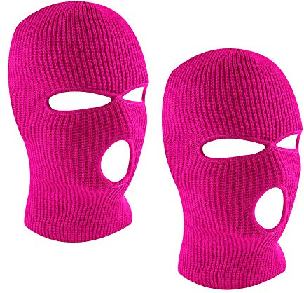 SUNTRADE 3-Loch Skimaske Gesichtsmaske Sturmhaube für Damen und Herren, 2er-Set Gr. Einheitsgröße (Rosa Rot x 2)