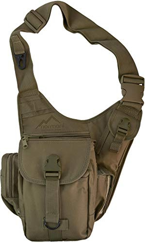 normani Schultertasche, Multifunktions Umhängetasche für Damen und Herren Military Tactical Rucksack Brusttasche Sling Bag für Radfahren Wandern Camping Freizeit Uni Schule Koyote ONESIZE