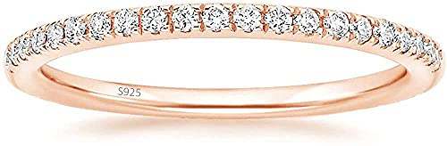 Eternity Ring Silber 925 mit Zirkonia Kristall Damenring in Silber, Rosegold und Gold für Damen mit Stein und Schmal (Rosegold, 52)