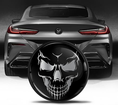 Biomar Labs Motorhaube Kofferraum Plakette Abzeichen 74 mm Kompatibel mit BMW Emblem 51148219237 Schwarz Schädel EZ 15