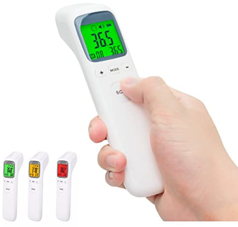 Termómetro infrarrojo de frente 2022 para uso doméstico, aprobado por la NH CE, digital, médico, alerta de fiebre, termómetro inteligente sin contacto para adultos y niños con pantalla LCD grande