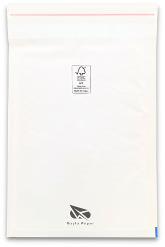 RAYLU PAPER – 10 Stück Gepolsterte Versandtaschen Weiß selbstklebende Luftpolsterumschläge Recycelbare Luftpolstertaschen für Dokumente und Warensendungen (220 x 330 mm)