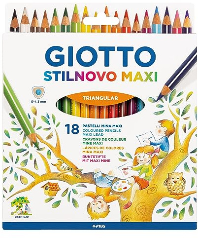 GIOTTO Stilnovo Maxi, Dickkernbuntstift, dreiflächig, 4,3 mm Mine, 18 sortierte Farben