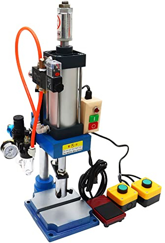 PreAsion 110V Pneumatic Punch Press Machine 440Lb/200KG Desktop Pneumatic Punching Press Machine with with 2 Buttons Controlle
