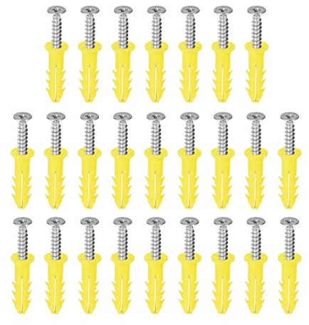 XYWHPGV 6X26mm Plastic Expansion Pipe Column Plaster Wall Anchor for Concrete Wall Socket Frame Fixing Tube with Screws Yellow 25pcs(6fa41 0eef5 40ad4 976e7