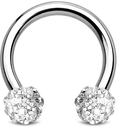 Stachelkleid Hufeisen Piercing Chirurgenstahl 316l Septum Ring Ferido Stein Kristal Kugel 1,2 mm Ohr Nasenpiercing Nippel Intim Silber Glitzer Tragus Helix Farben Innengewinde