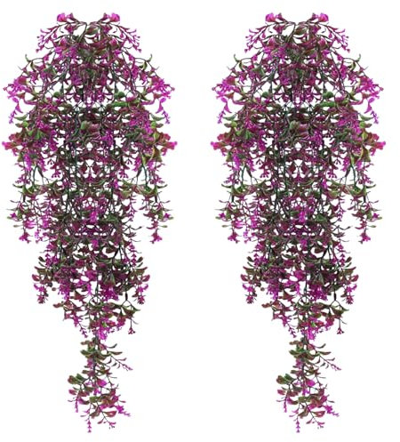 BANTI Kunstpflanze Künstliche Pflanzen Hängend Kunstpflanzen Wie Echt Outdoor Wetterfest 2 STK Kunstblumen Balkon Hängepflanzen Plastik Hängepflanze Künstlich Blumen Balkonpflanzen für Deko (Rot)