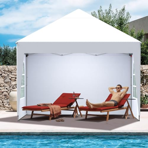 Kidsgigglz Gartenpavillon 3 x3 m,Partyzelt mit 4 Seitenteilen,Wasserdicht Gartenzelt,UV 50+ Schutz,Faltbar,Höhenverstellbar,Gartenpavillon,Pop-Up Pavillon,Festzelt für Party,Hochzeit,Strand,Weiß