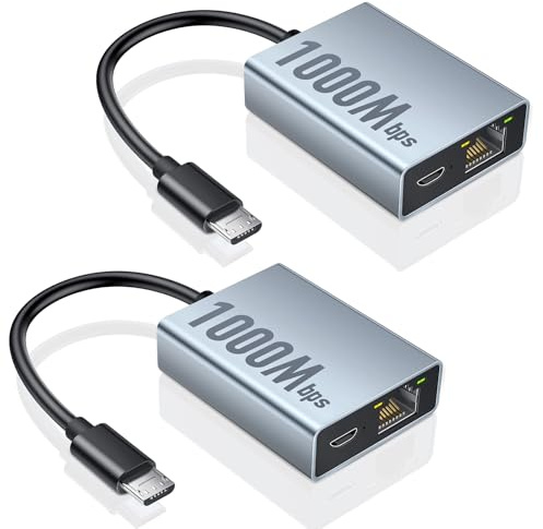 ZEXMTE Gigabit Ethernet Adapter for Fire TV Stick, Micro USB to RJ45 1000Mbps Ethernet Network Adapter Compatible with 4K Fire Stick,Chromecast Google Home Mini, 2 Pack