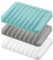 EIHI 3 Pièce Porte Savon,Porte Savon,Porte Savon Salle de Bain,Porte Savon Silicone,Porte Savon Cuisine,Porte Savon Douche,pour Salle de Bain,Cuisine (Blanc + Gris + Bleu ciel)