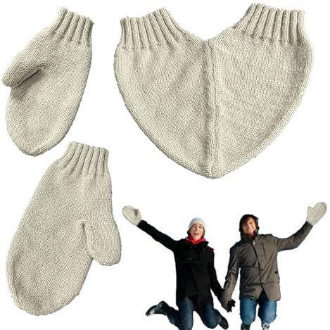 Paar Handhandschuhe für Paare, Liebhaber, Handhandschuhe zum Greifen, bequeme Strickhandschuhe für Frauen und Männer, einteilige Reisehandschuhe für Paare, Liebeshandschuhe, Herbsthandschuhe, Grau,,