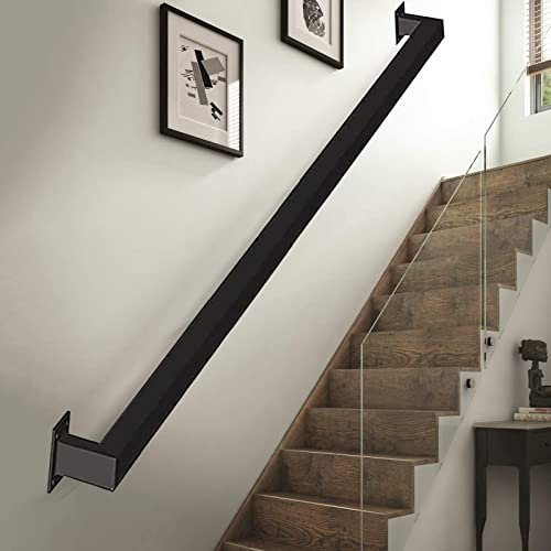Metall-Leiter für Treppen, industrielles Geländer, Wandmontage, Handlauf, quadratisch, Treppenhaus, rutschfest, komplettes Set für Heimdekoration (540 cm)