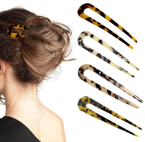 4 piezas horquillas en forma de U para el pelo, estilo francés, en forma de U, horquillas para el pelo, horquillas para mujeres y niñas, accesorios para peinar el cabello