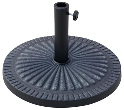 Outsunny 14kg Garden Parasol Base, Round Resin Sun Umbrella Base, Outdoor Umbrella Stand for 38mm or 48mm Outdoor Umbrella Poles, Bronze Tone