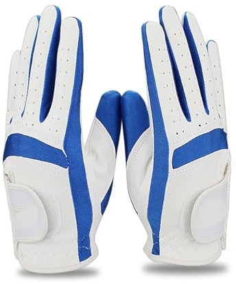 Golfhandschuhe 1 Paar Golfhandschuhe for die linke und rechte Hand, for Kinder, Jungen, Grils, Stoff, 2 Farben, Weiß, Rosa, Blau, weicher und atmungsaktiver Sporthandschuh Golfhandschuhe Damen(Blue 1
