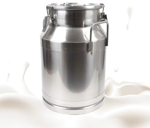 KELUNIS Bidons à Lait En Acier Robuste Conteneur De Stockage De Boissons Seau à Vin Avec Couvercle HerméTique Et PoignéE Pour Le Stockage Du Lait Et Du Vin Liquide,20L
