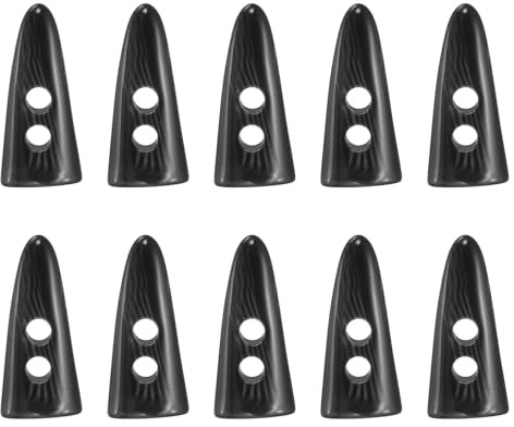 QUARKZMAN 10 Stück Harz Knebelknöpfe, 30mm/1,2 Doppelte Löcher Zahnform Nähen Holzknöpfe Pullover Mantel Knöpfe für DIY Mantel Pullover Bekleidungszubehör, Schwarz