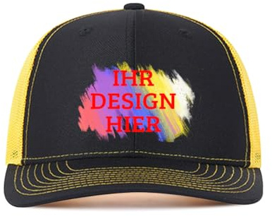 Kustima Basecap personalisiert mit Foto/Logo/Text,Trucker Cap Mesh-Kappe personalisierte selbst gestalten,Verstellbare Baseball Caps für Männer Frauen,Unisex Dad Cap Schwarz