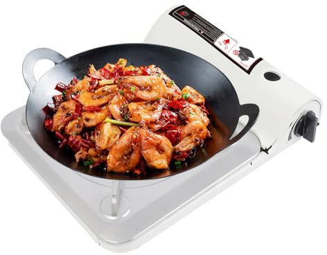 Hornillo de gas para camping, 1 foco con maletín portátil, 3500 W, accesorios de camping para cocinar al aire libre, cocina portátil para camping, cocina compacta, 1 quemador de cartuchos de gas para