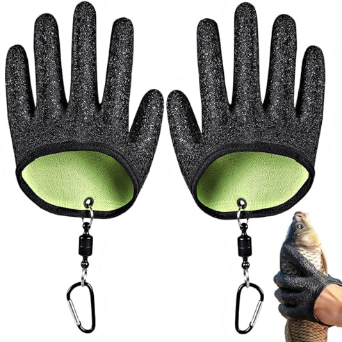 Xynovate 1 Paar Angelhandschuhe, Stichfeste Bissfest Angelhandschuh, wasserdichte Angelhandschuhe mit Anti Schnitt und 2 Magnetverschluss für Den Sicheren Umgang mit Hecht Zander Wels