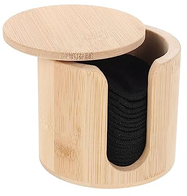 AUTSUPPL 16pcs Bamboo Fiber Makeup Remover Pads Reusable Rounded Face Washing Pads Deep Cleanse Pores Oil Control Skin Care Tools with Cotton Mesh Bag and Bamboo Tube Packaging