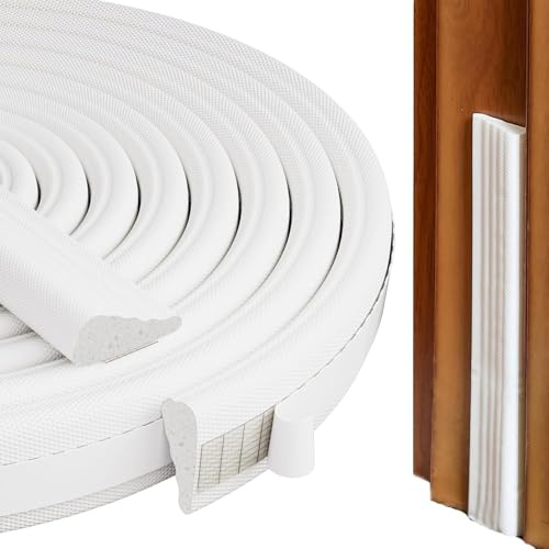 6m Draft Excluder for Doors and Windows,Wedge-Shape Weather Seal Strip,Draught Excluder Tape,Self Adhesive,Waterproof,Soundproofing,Weather Stripping,Wind Blocker,White