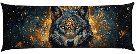 Cuscino Corpo Cuscino Gravidanza 90x30cm, Supporto Total Body Ergonomico, Copricuscini Allattamento e Maternità con Federa Velluto Lavabile, per Schiena, Pancia e Gamb, Decorativi (Lupo stellare) p698