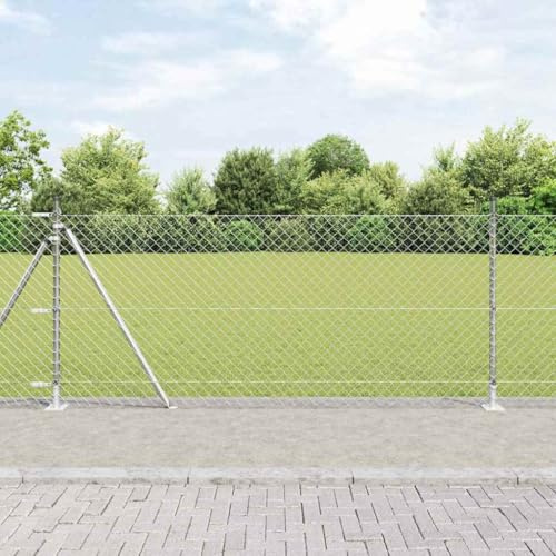 1m x 10m Silver Chain Link Fence Post Heavy Duty Steel Weather-Proof Corrosion Protection Garden Patio and Secure Border