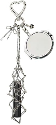 Porte‑Gloss Chic Avec Miroir – Porte‑Rouge À Lèvres En Acier Inoxydable Avec Miroir & Ṕorte‑Clés | Organisateur Gloss 2‑en‑1 Élégant | Pochette Crįstal Étincelante Pour Femmes & Adolescentes
