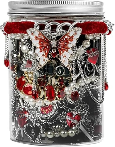 Gothic-Schmuckglas Hexen-Schmuck-Geschenk-Set, Überraschungsschmuck-Set enthält Halsketten, Ohrringe, Ringe, Armbänder, Brosche für einzigartigen Jahrestag, Geburtstag, Freundschaft