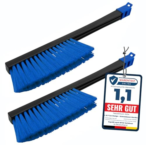 [ 2 Stück ] - Schneebesen Auto Besen Winter Murska Besen Auto Schnee - Schneebesen Auto lackschonend - Schneebürste Auto Schneefeger Auto Besen Schnee Winter Feger Bürste (2x L&P A059 Schwarz Blau)