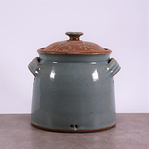 Palatina Werkstatt Olla para cebollas esmaltada, olla para patatas, olla de almacenamiento, 100% hecha a mano de gres gris, fabricada en Alemania, tamaño 4