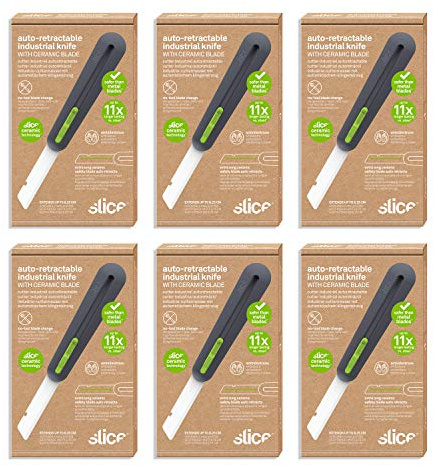 Slice 10560-CS 3 Extra Long Insulation Foam Tool, Designed for Foam Cutting, Finger Friendly, Ceramic Blade, Automatically Retracts, 6 Pack (10560-6)