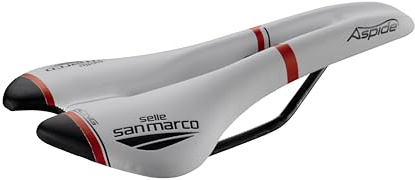 Selle San Marco ASPIDE Racing - Sella per Bici da Corsa, Leggera, Foro Anatomico, con Forma Curva e Seduta Stretta, Rail in Xsilite - Taglia S2, Bianco
