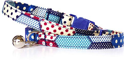 Anjing Einzigartiges waschbares Katzenhalsband, sechseckig, Blaue Katze