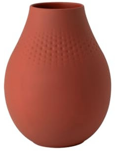 Villeroy und Boch - Manufacture Collier Terre Vase Perle hoch, eindrucksvolle Blumenvase für Kommoden und die Festtafel, Premium Porzellan, Handwäsche
