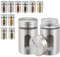 Relaxdays Saupoudreuses à épices, lot de 12, 3 tailles de débit, fenêtre de contrôle, herbes, verre, acier inoxydable